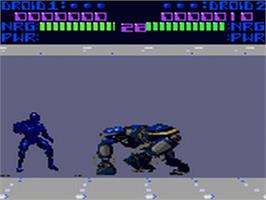 In game image of Rise of the Robots on the Sega Game Gear.