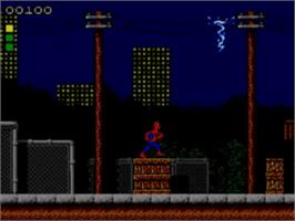 In game image of Spider-Man: Return of the Sinister Six on the Sega Game Gear.