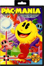 Box cover for Pac-Mania on the Sega Genesis.