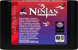 Cartridge artwork for 3 Ninjas Kick Back on the Sega Genesis.
