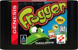 Cartridge artwork for Frogger on the Sega Genesis.
