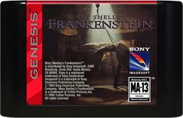 Cartridge artwork for Mary Shelley's Frankenstein on the Sega Genesis.
