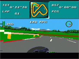 In game image of Kawasaki Superbike Challenge on the Sega Genesis.