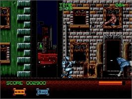 In game image of Robocop 3 on the Sega Genesis.