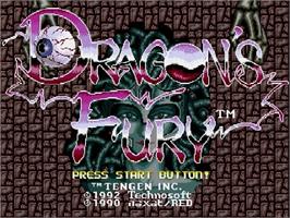 Title screen of Dragon's Fury on the Sega Genesis.