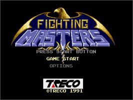 Title screen of Fighting Masters on the Sega Genesis.
