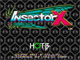 Title screen of Insector-X on the Sega Genesis.