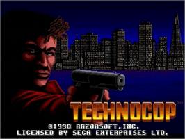 Title screen of Techno Cop on the Sega Genesis.