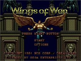 Title screen of Wings of Wor on the Sega Genesis.