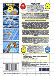 Box back cover for Pac-Mania on the Sega Master System.