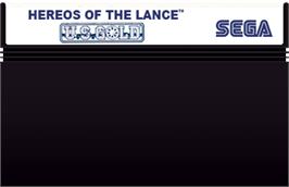 Cartridge artwork for Heroes of the Lance on the Sega Master System.