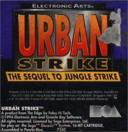 Cartridge artwork for Urban Strike on the Sega Nomad.