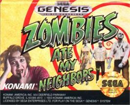Cartridge artwork for Zombies Ate My Neighbors on the Sega Nomad.