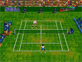 In game image of Andre Agassi Tennis on the Sega Nomad.
