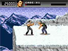 In game image of Cliffhanger on the Sega Nomad.