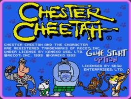 Title screen of Chester Cheetah: Too Cool to Fool on the Sega Nomad.