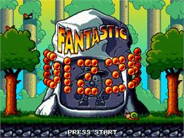 Title screen of Fantastic Adventures of Dizzy, The on the Sega Nomad.