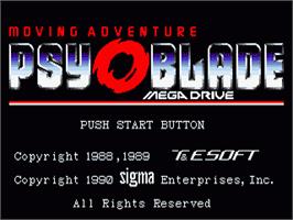 Title screen of Psy-O-Blade on the Sega Nomad.