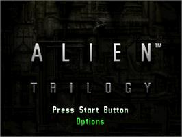 Title screen of Alien Trilogy on the Sega Saturn.