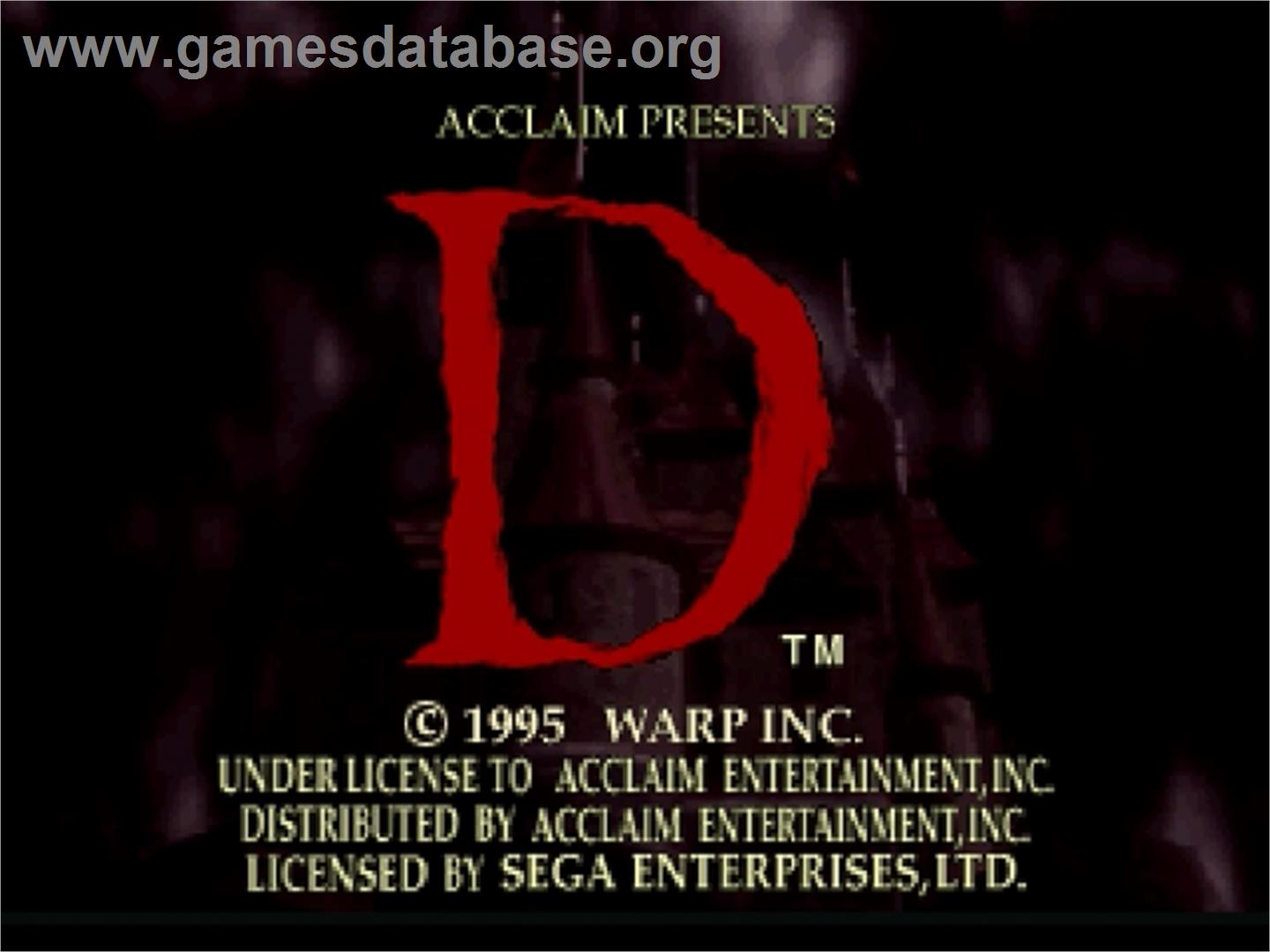 D - Sega Saturn - Artwork - Title Screen