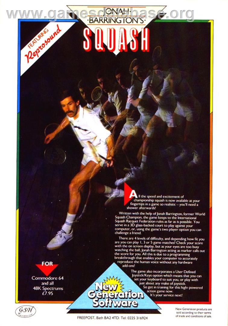 Jonah Barrington's Squash - Sinclair ZX Spectrum - Artwork - Advert