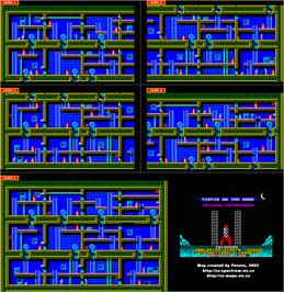 Game map for Tintin on the Moon on the Sinclair ZX Spectrum.