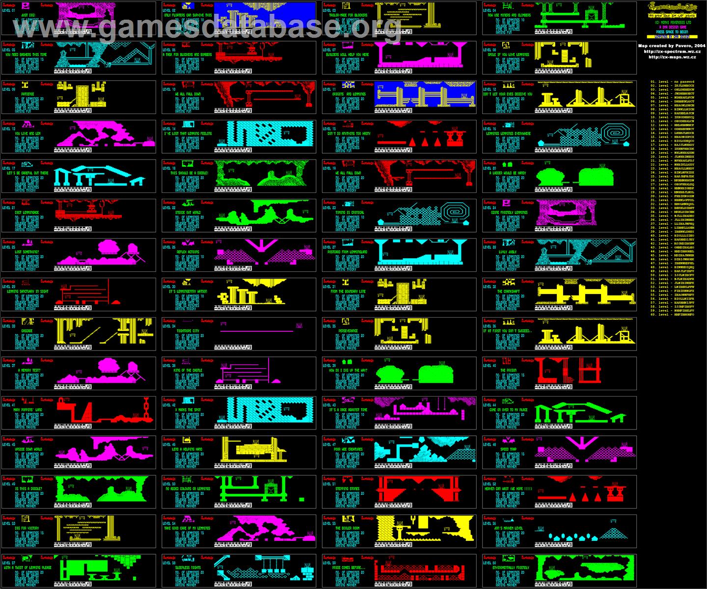 Lemmings - Sinclair ZX Spectrum - Artwork - Map