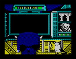 In game image of Captain America Defies the Doom Tube on the Sinclair ZX Spectrum.