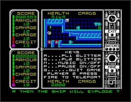 In game image of Captain Fizz Meets the Blaster-Trons on the Sinclair ZX Spectrum.