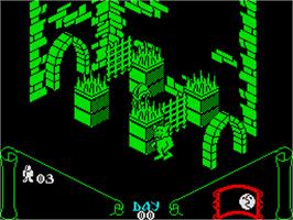 In game image of Knight Lore on the Sinclair ZX Spectrum.