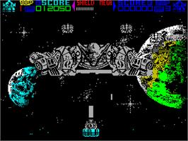 In game image of Mega Phoenix on the Sinclair ZX Spectrum.