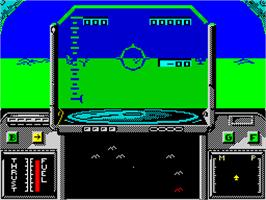 In game image of Strike Force Harrier on the Sinclair ZX Spectrum.