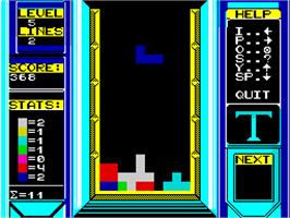 In game image of Tennis on the Sinclair ZX Spectrum.