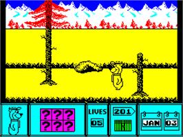 In game image of Yogi Bear on the Sinclair ZX Spectrum.