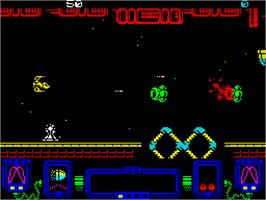 In game image of Zynaps on the Sinclair ZX Spectrum.