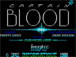 Title screen of Captain Blood on the Sinclair ZX Spectrum.