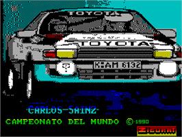 Title screen of Carlos Sainz on the Sinclair ZX Spectrum.