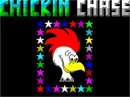 Title screen of Chickin Chase on the Sinclair ZX Spectrum.