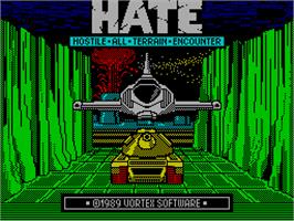 Title screen of H.A.T.E. on the Sinclair ZX Spectrum.