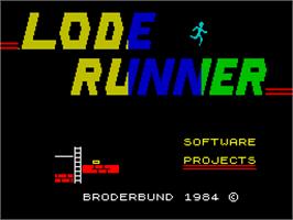 Title screen of Lode Runner on the Sinclair ZX Spectrum.