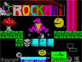Title screen of Rockman on the Sinclair ZX Spectrum.