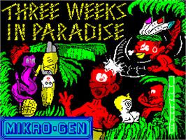 Title screen of Three Weeks in Paradise on the Sinclair ZX Spectrum.