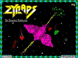 Title screen of Zynaps on the Sinclair ZX Spectrum.