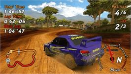 In game image of SEGA Rally Revo on the Sony PSP.