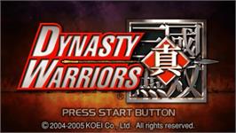 Title screen of Dynasty Warriors on the Sony PSP.
