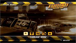 Title screen of FlatOut: Head On on the Sony PSP.