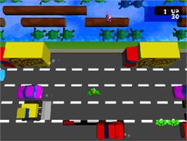 In game image of Frogger on the Sony Playstation.