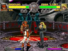 In game image of Guilty Gear on the Sony Playstation.