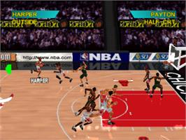 In game image of NBA Shootout '97 on the Sony Playstation.