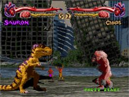 In game image of Primal Rage on the Sony Playstation.